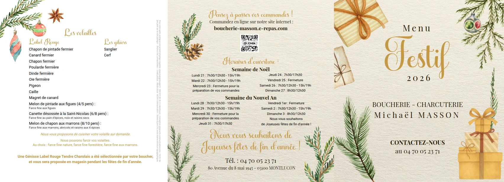 Carte festive de Boucherie Masson